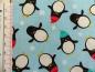Preview: Patchworkstoff Pinguine mit Mütze auf helltürkis. Von Timeless Treasures. Mit Maß.